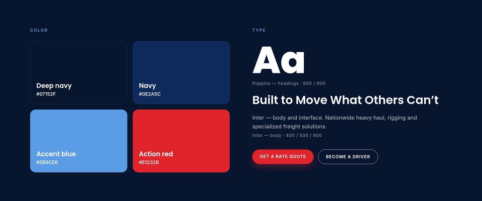 Brand system — color and type as used on the site