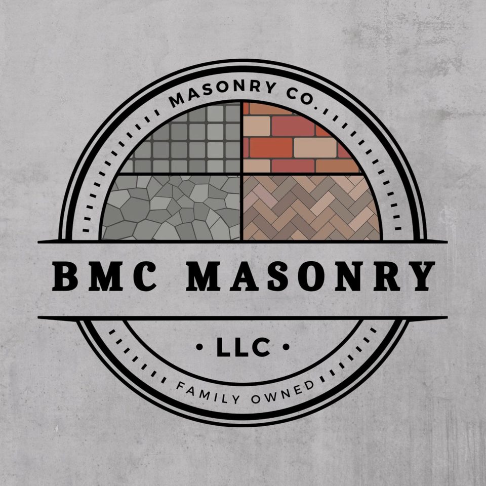 BMC Masonry Logo: BMC Masonry — badge on concrete
