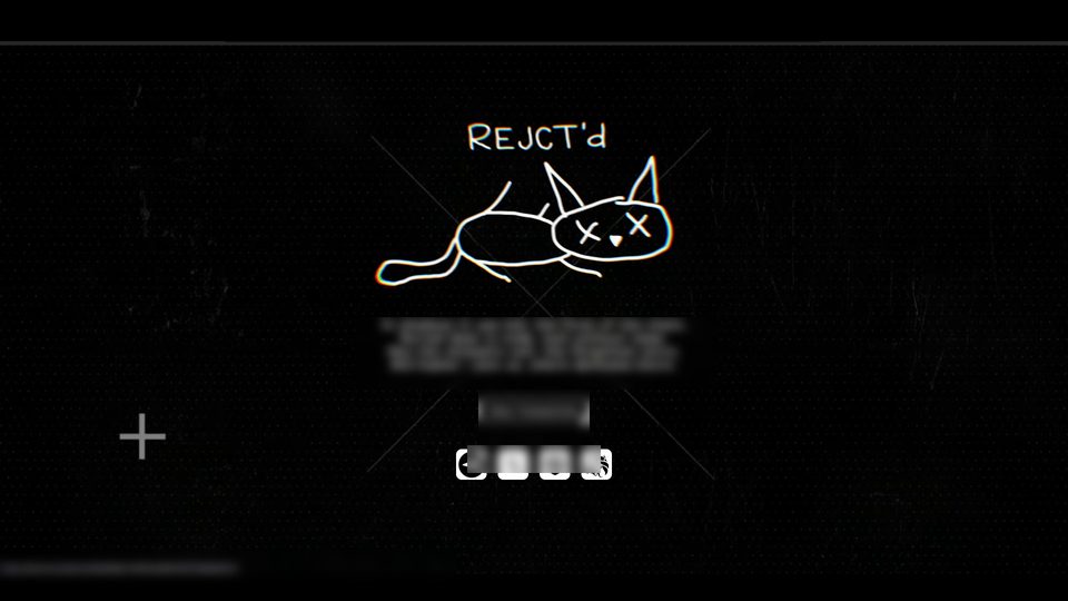 Launch Landing Pages: Rejct’d — animated glitch landing page (copy blurred)