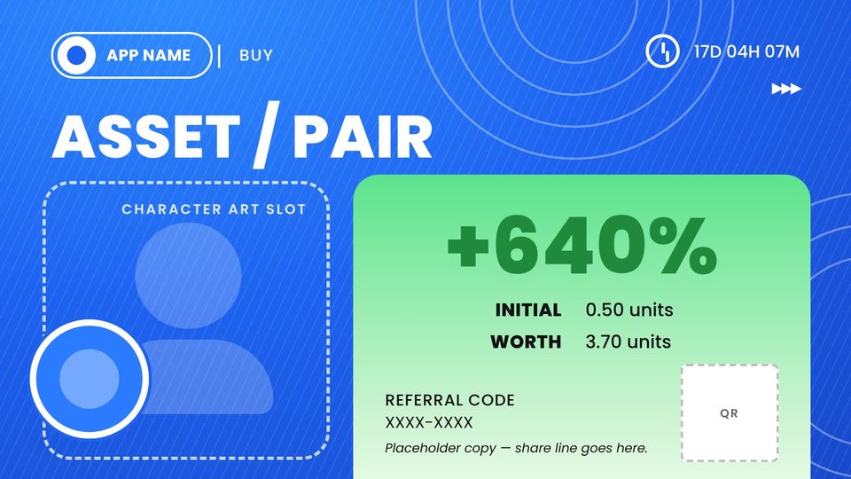 Share Card Templates: Buy variant — placeholder data (rebuilt)