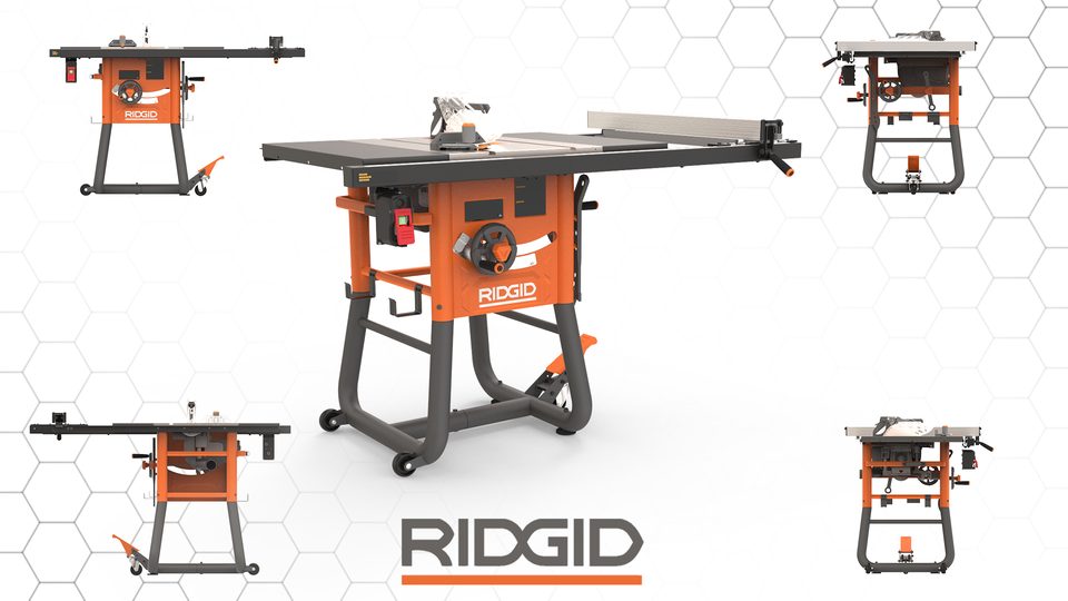Table saw on stand — multi-view