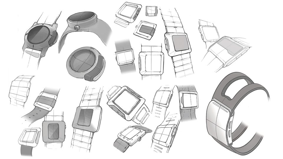 Ideation sketches — band and display forms