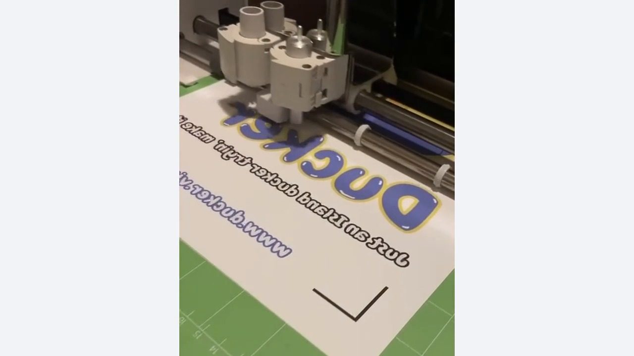 The Ducker: Vinyl stickers — the Ducker logo on the cutter